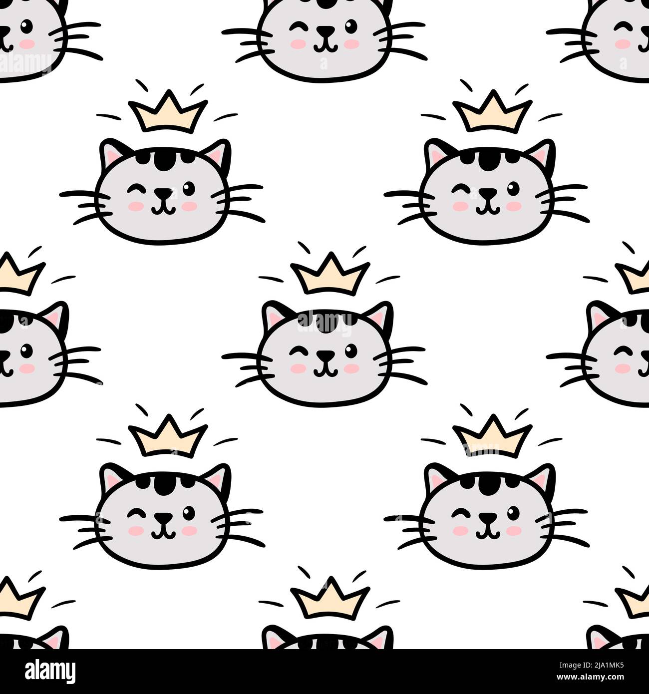 Motif chat noir sans couture. Illustration du vecteur d'arrière-plan Meow et Cat Paws. Joli personnage de dessin animé pastel pour bébé fille de bébé imprimé. Illustration de Vecteur