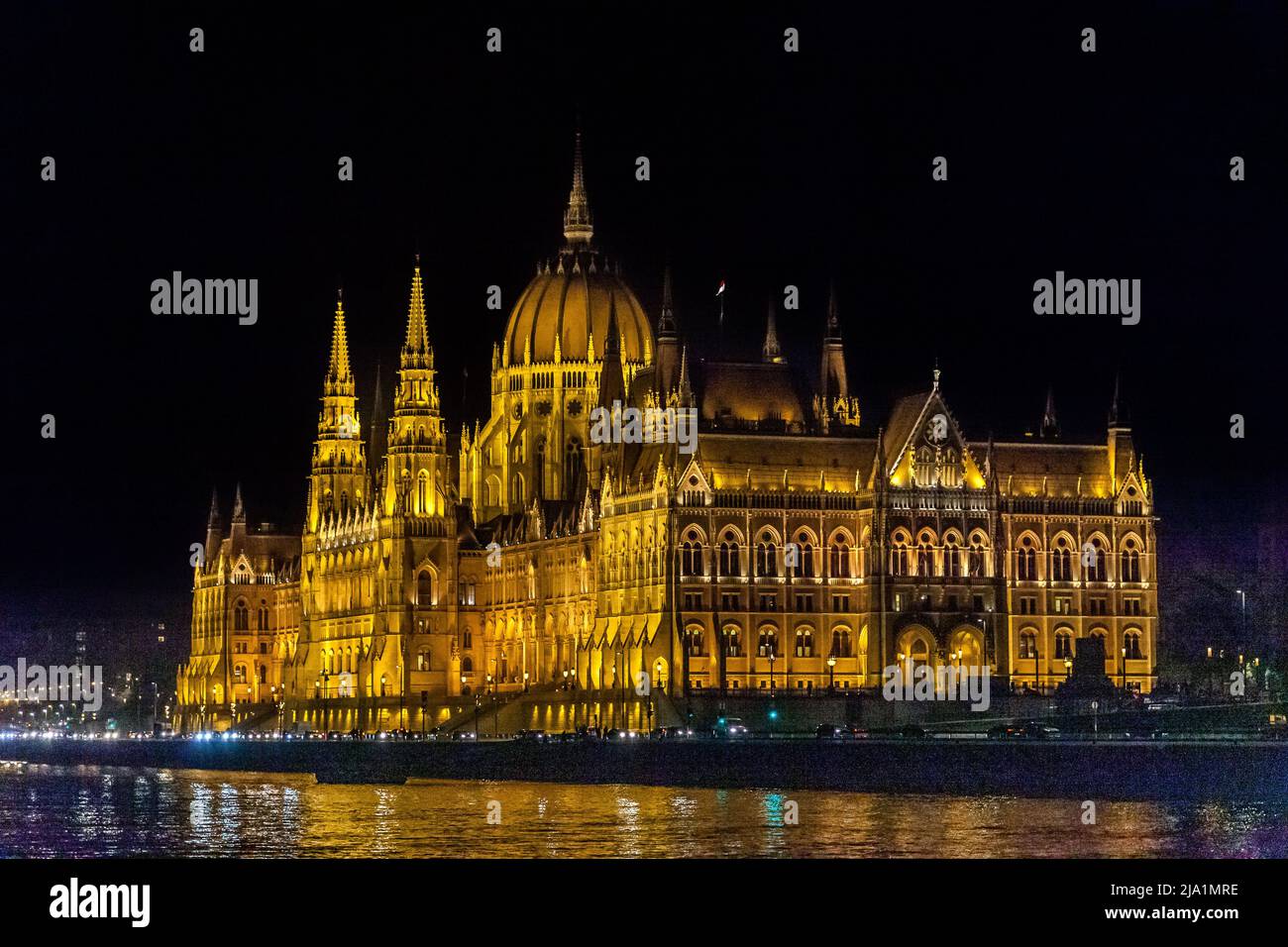 Parlement de nuit, Budapest Hongrie Banque D'Images