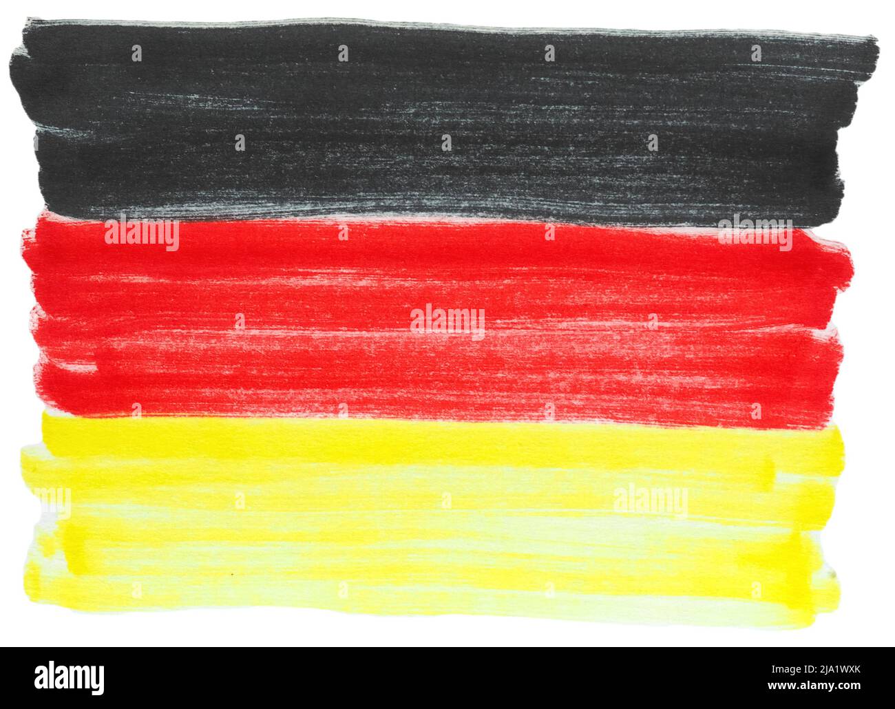 Drapeau national allemand dessiné à la main de l'Allemagne, l'Europe isolée sur fond blanc Banque D'Images