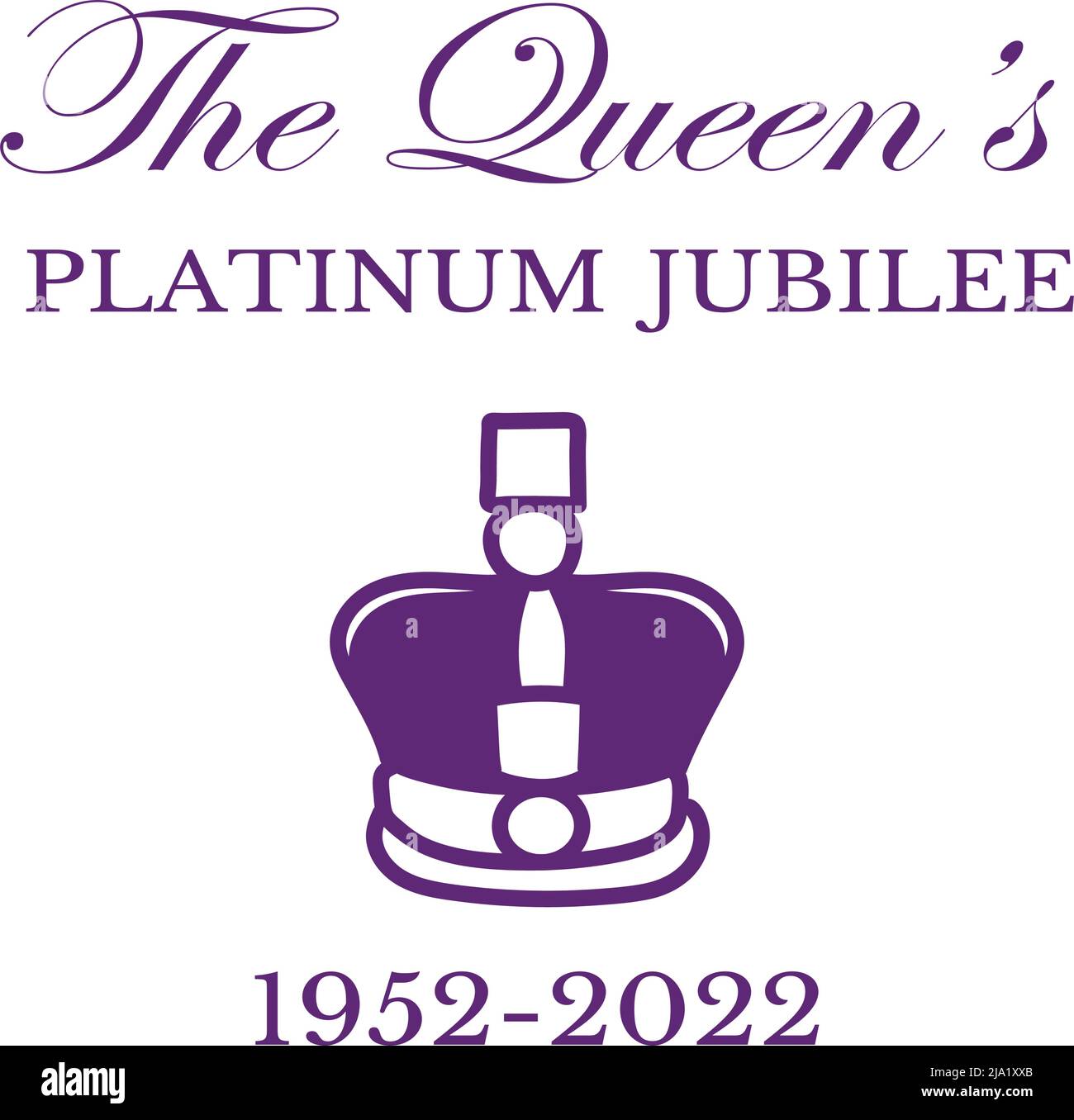 Le Queens affiche de célébration du Jubilé de platine avec la silhouette de la reine Elizabeth. Illustration vectorielle pour sa Majesté la Reine sur ses 70 années de service de 1952 à 2022 Illustration de Vecteur
