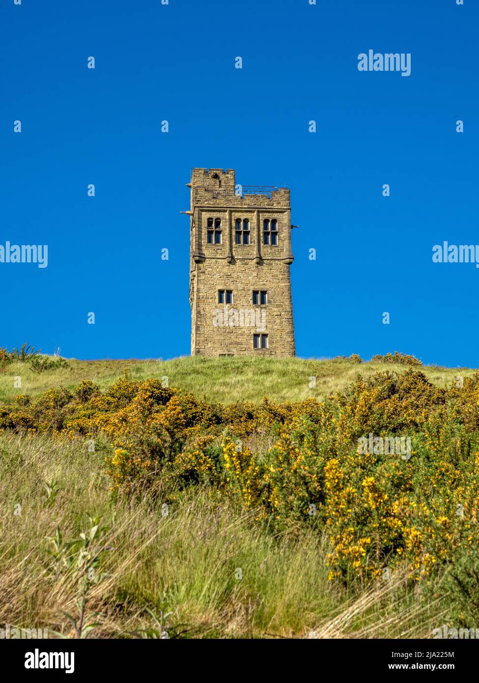 Victoria Tower, vue du côté de Castle Hill, vers le haut. Huddersfield. West Yorkshire. Banque D'Images