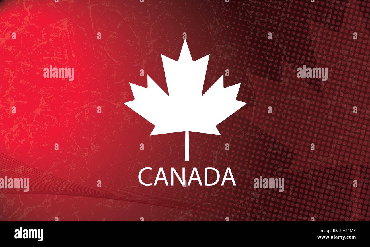 Emblème du Canada sur fond rouge abstrait avec texture Banque D'Images