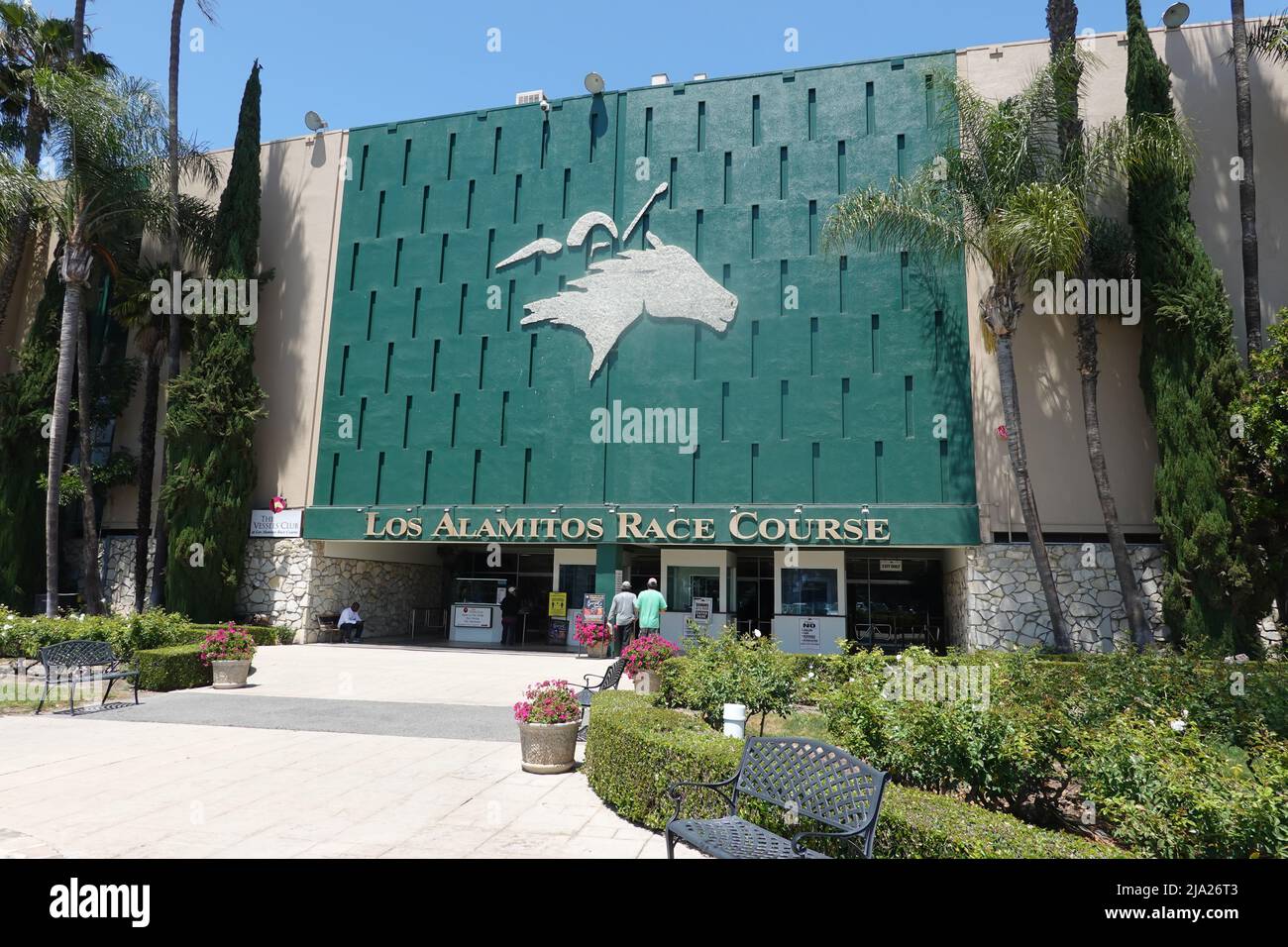 Entrée de l'hippodrome de Los Alamitos , Californie , États-Unis Banque D'Images