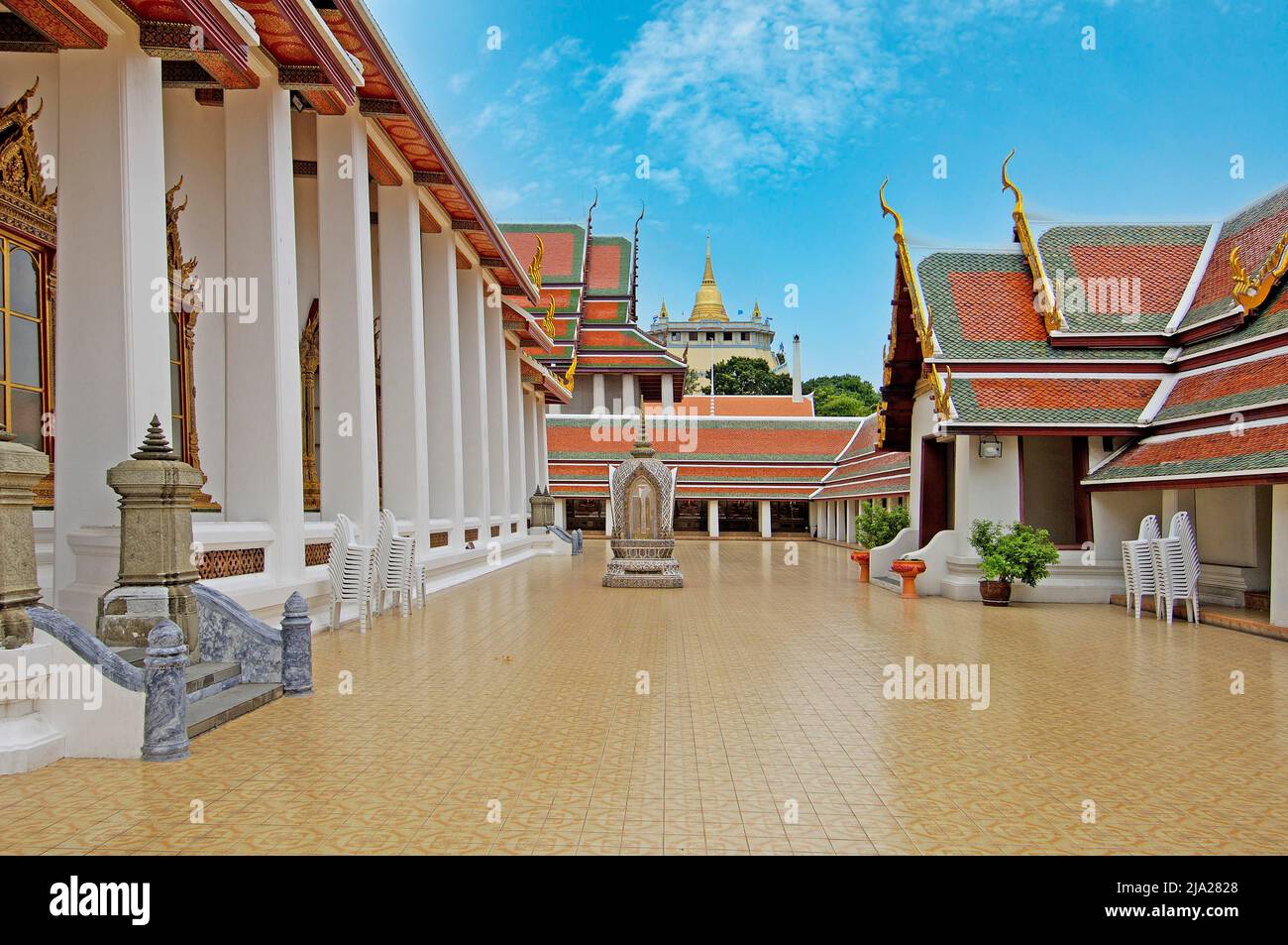 Wat Saket Ratcha Wora Maha Wihan Wat Sraket ou Temple du Mont d'Or, Temple du Mont d'Or, Bangkok, Thaïlande Banque D'Images