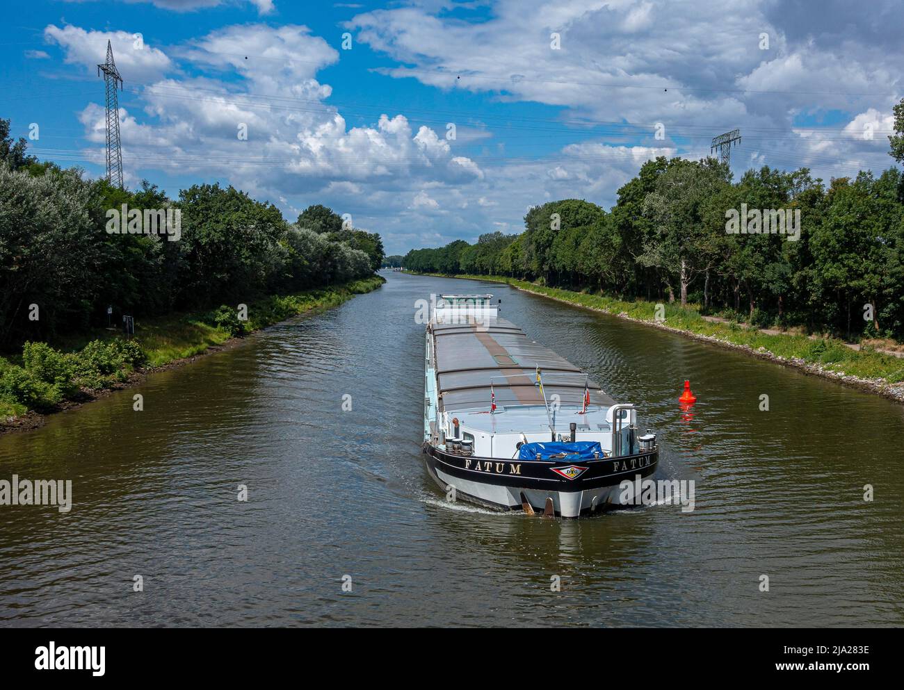 Barge sur la Havel, Werder, Brandebourg, Allemagne Banque D'Images