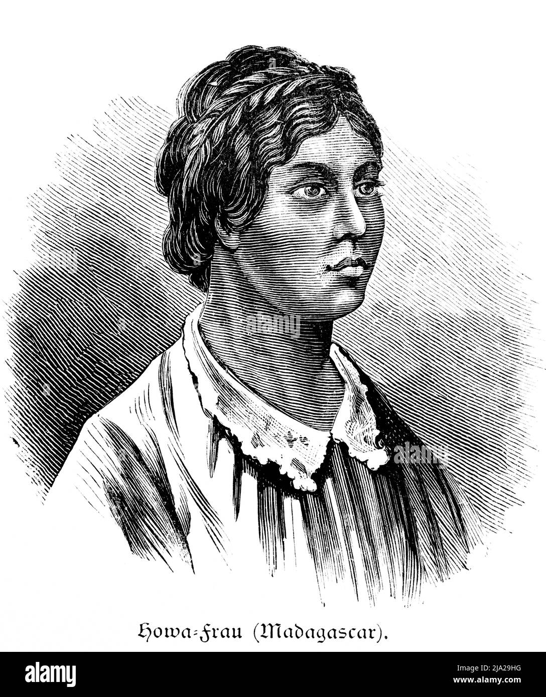 Howa gens, femme, robe, portrait, illustration historique 1881, Madagascar Banque D'Images