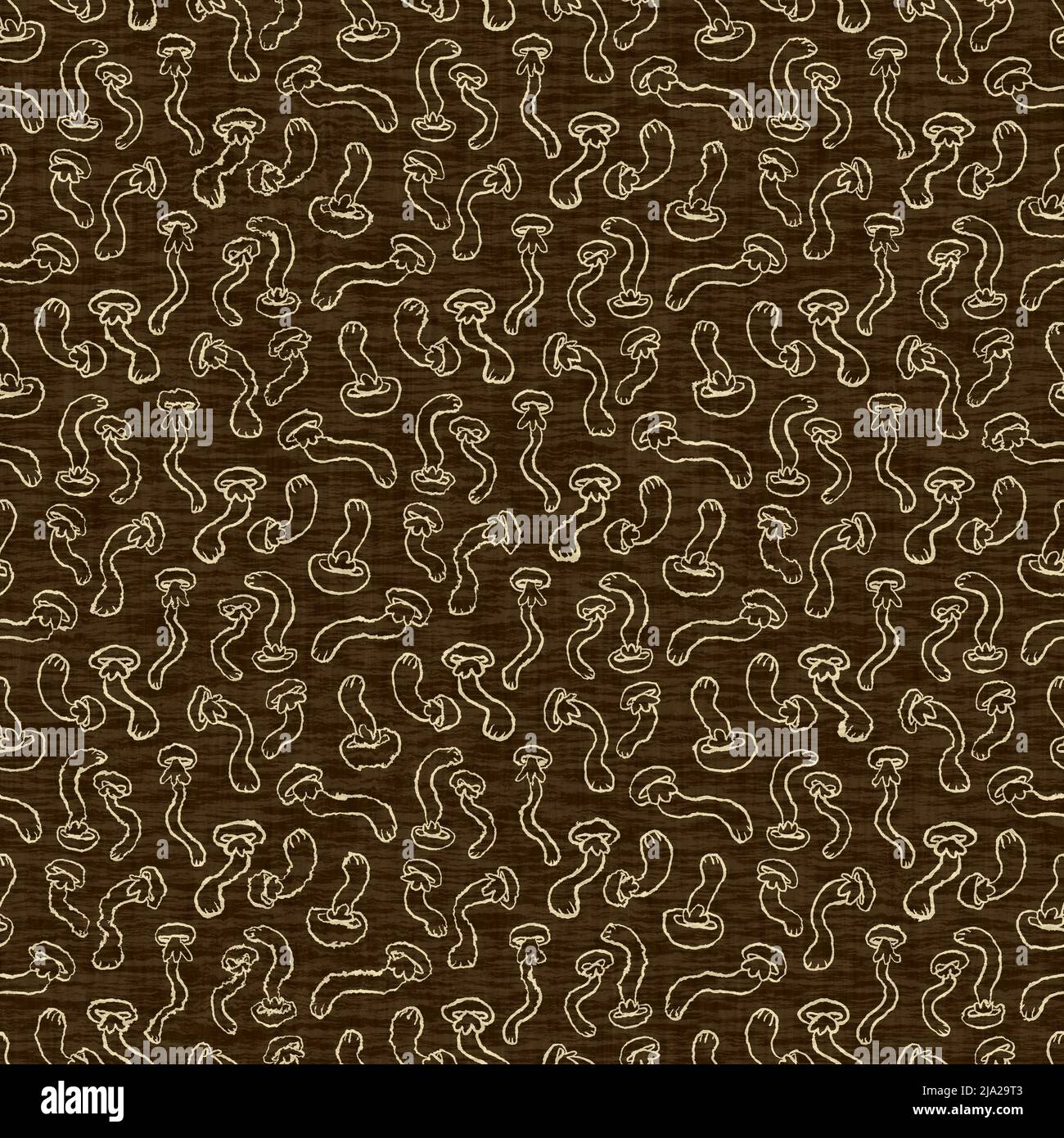 Motif sans couture avec texture effet de lin champignon. Forêt de champignons tissée pour la décoration de pépinière de bois. Papier peint décoratif à imprimé champignons pour enfants. Banque D'Images
