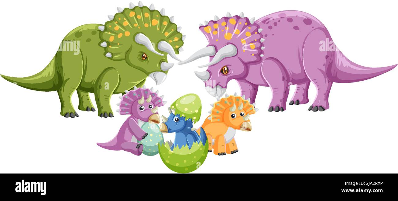 Illustration de tricératops et de personnages de dessin animé pour bébé Illustration de Vecteur