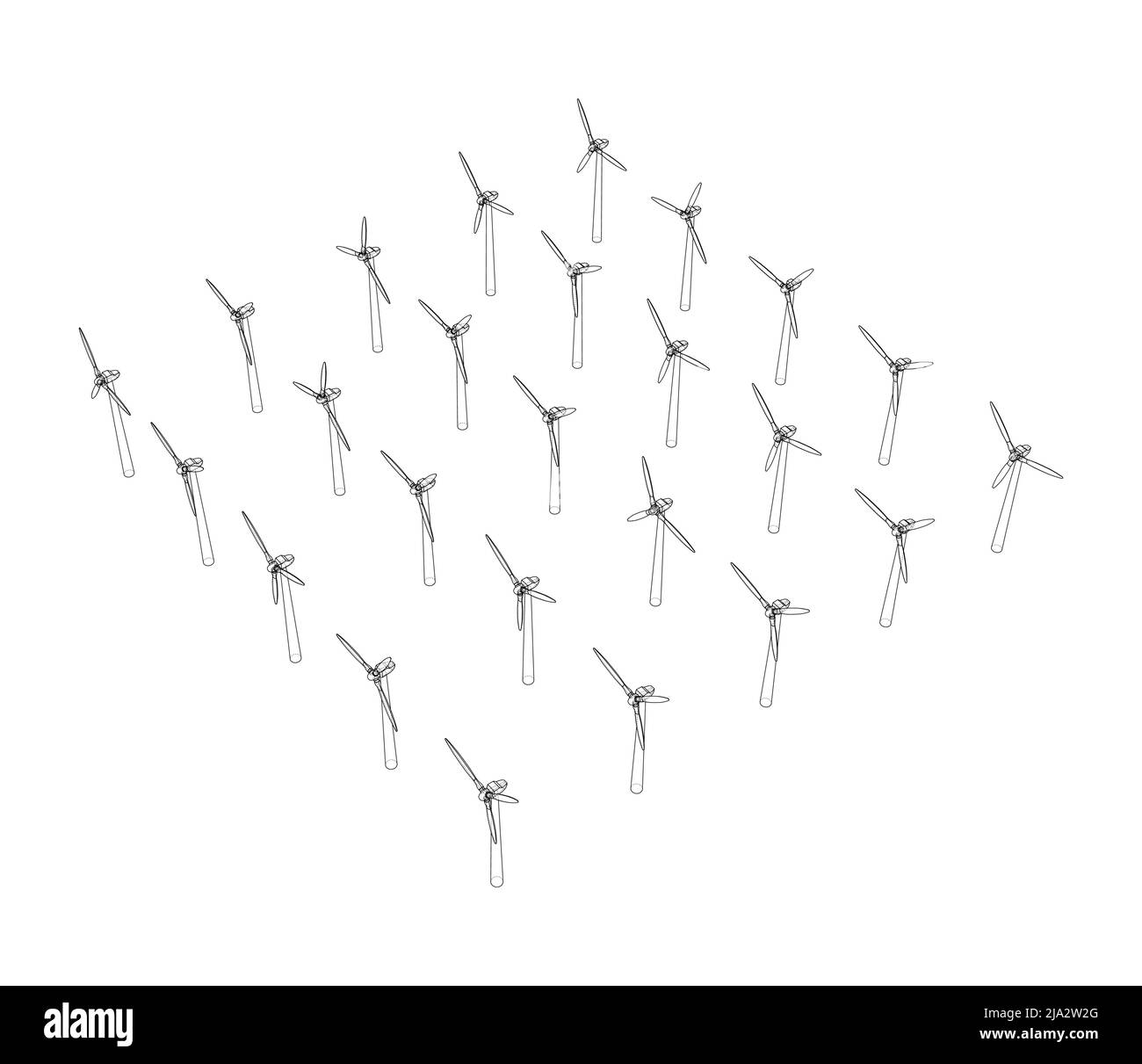 Éoliennes. Rendu vectoriel de 3D Illustration de Vecteur