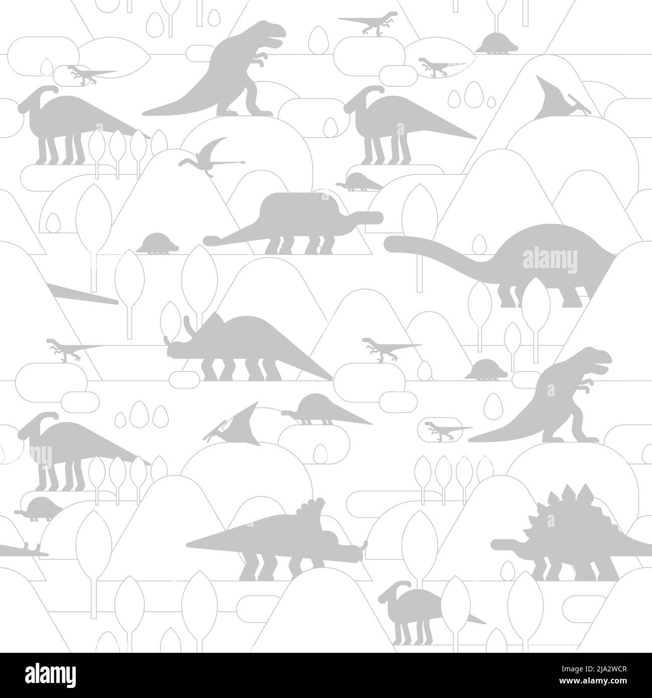 Motif dinosaure sans coutures. Arrière-plan Dino. Dinosaures et texture de paysage antique. Décoration en tissu pour bébé Illustration de Vecteur