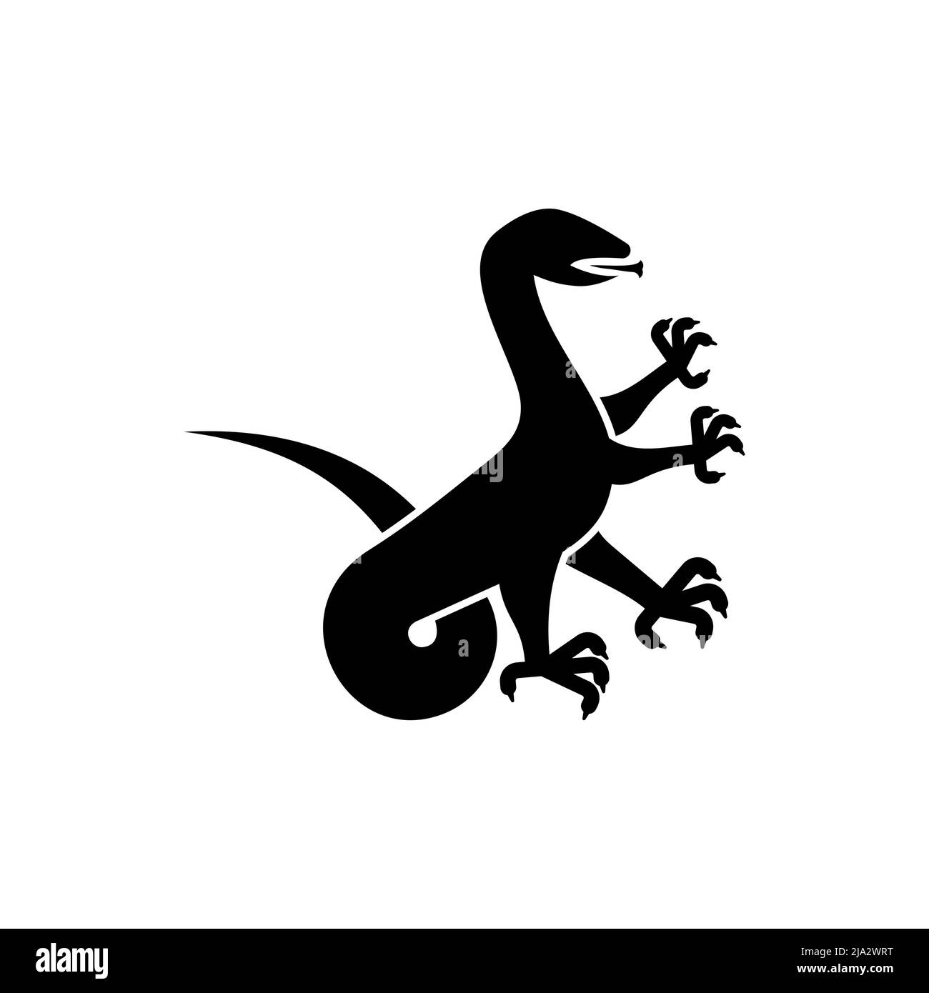 Salamandre silhouette d'animal héraldique. Lézard fantastique Bête. Monstre pour blason. Élément de conception Heraldry. Illustration de Vecteur