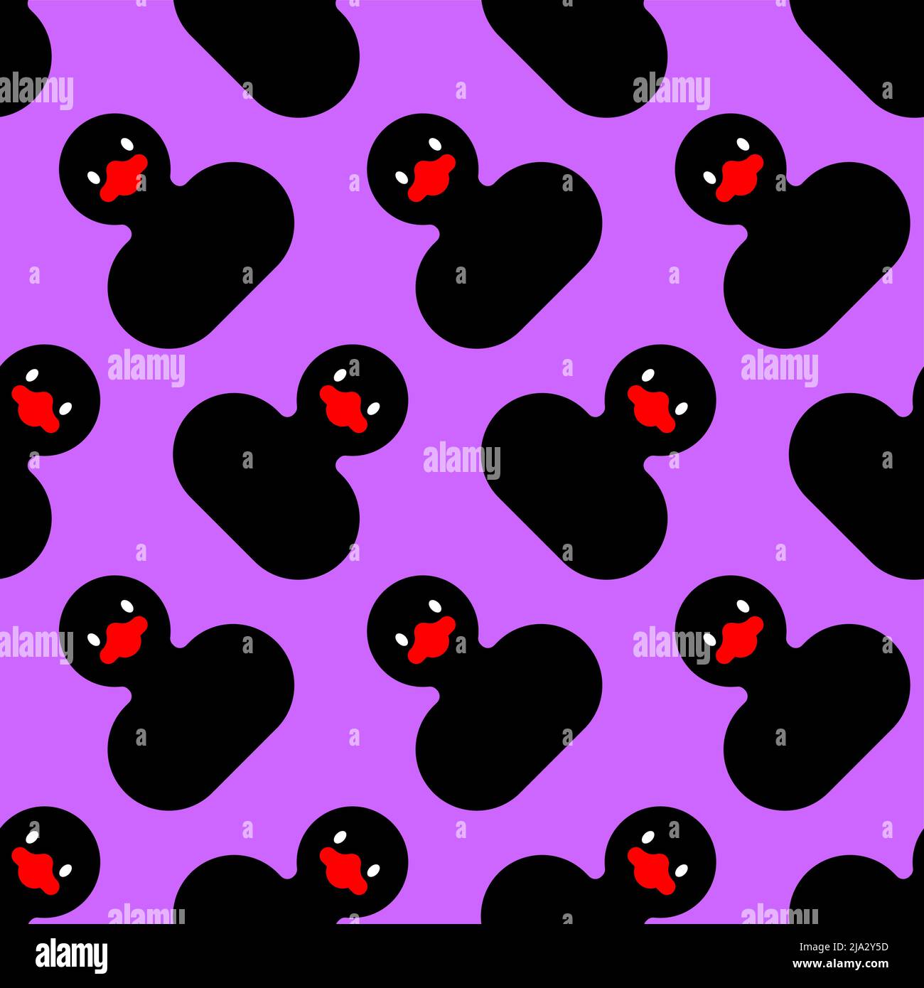 Motif canard noir sans coutures en caoutchouc. Fond de jouet pour enfants. Décoration en tissu pour bébé Illustration de Vecteur