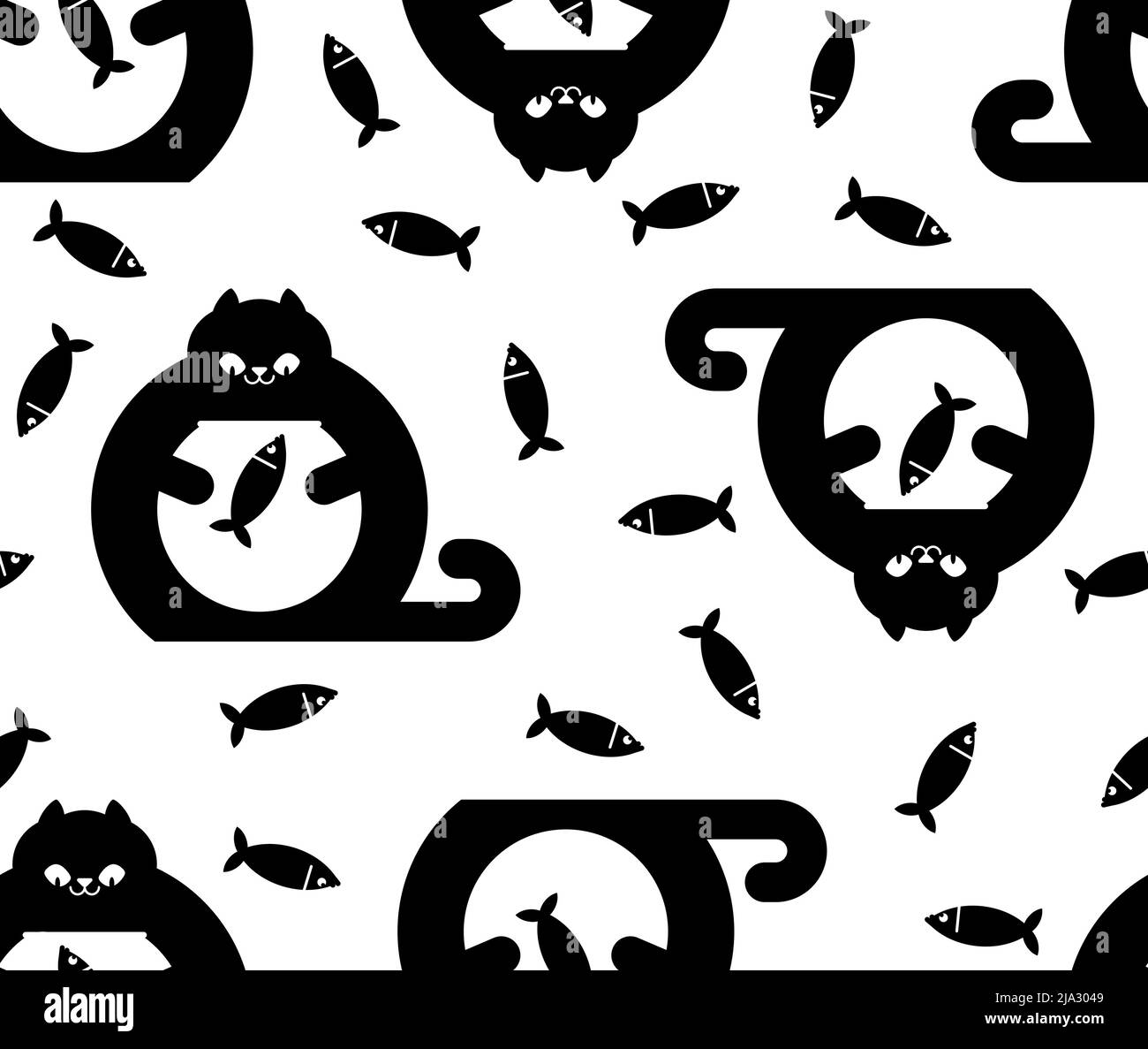 Motif chat et aquarium sans coutures. Observation des chats à l'arrière-plan de l'aquarium. Texture du tissu pour bébé Illustration de Vecteur