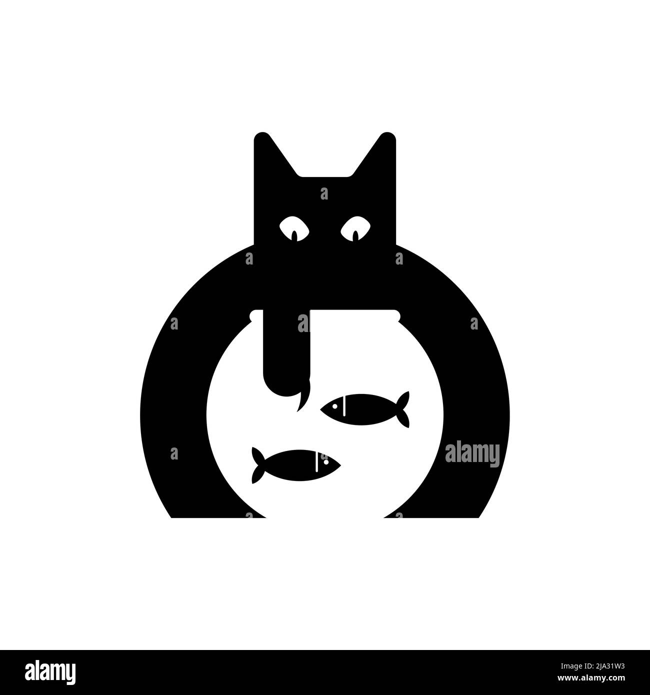 Chat et aquarium. Observation des chats dans l'aquarium. Illustration vectorielle Illustration de Vecteur