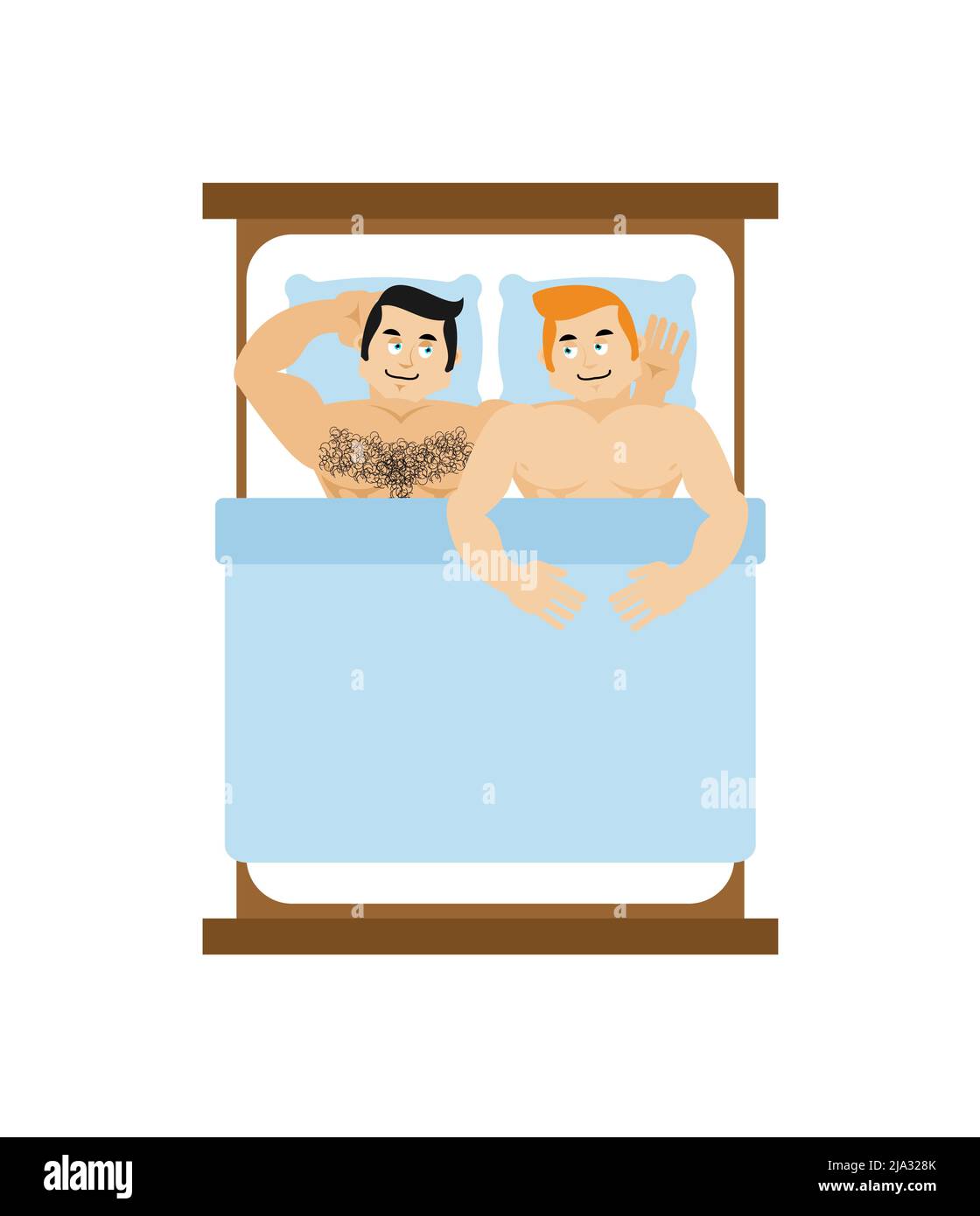 Couple LGBT au lit. Amour gay. Les amateurs d'illustrations d'amour de concept LGBT Illustration de Vecteur