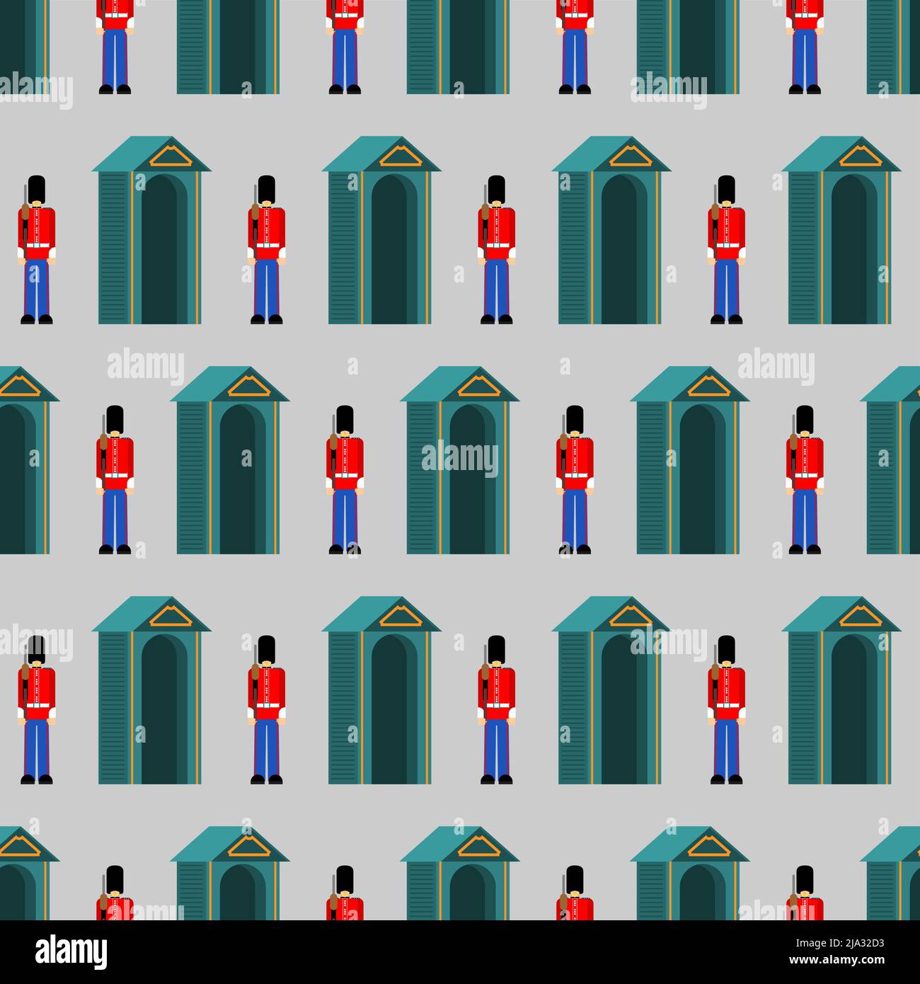 Beefeater British Royal Guardsman sans coutures. sentry grenadier sur fond de chapeau d'ours. Illustration de Vecteur