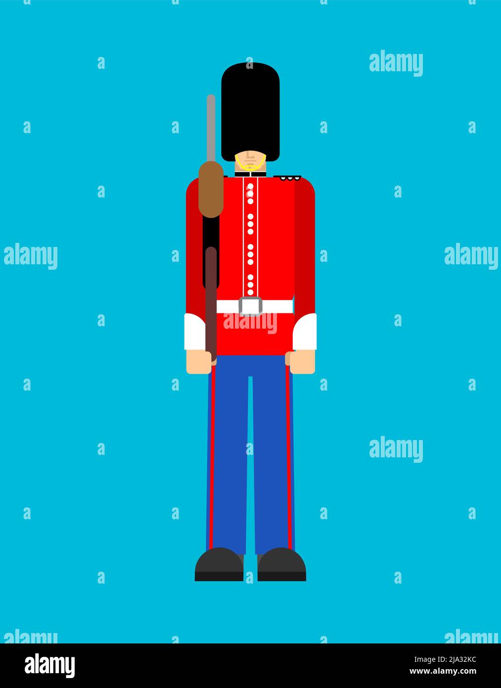 Barbes Royal Guardsman. sentry grenadier en chapeau d'ours. Illustration de Vecteur