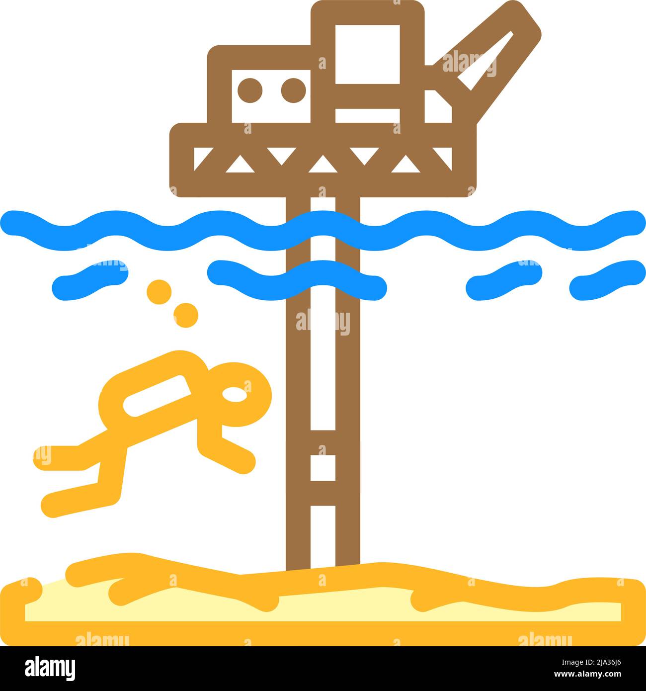 travailler avec l'illustration vectorielle de l'icône de couleur des plates-formes pétrolières Illustration de Vecteur