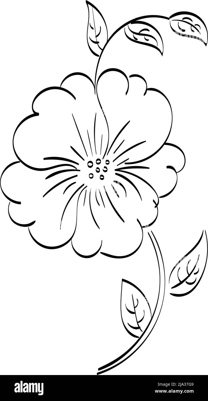 Motif fleuri brodé à la main. Page de coloriage des fleurs facile à imprimer  Image Vectorielle Stock - Alamy