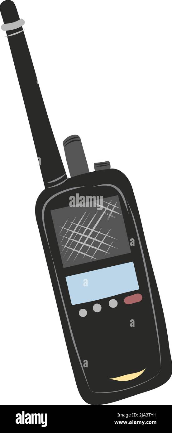 Émetteur de couleur noire, talkie walkie de détective et cop Illustration de Vecteur