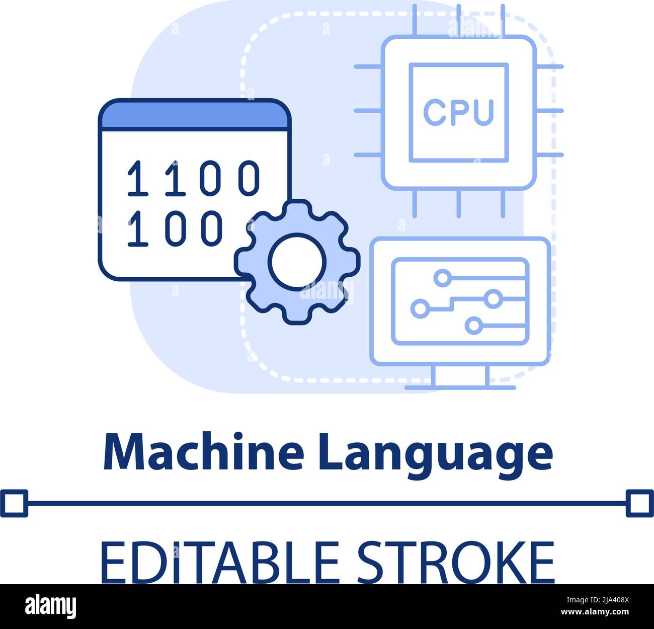 Icône de concept bleu clair de la langue de la machine Illustration de Vecteur
