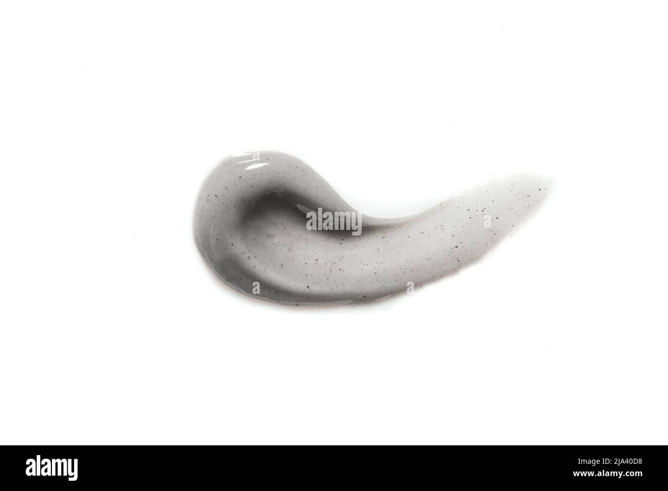 Charbon de bois, dentifrice blanchissant à l'argile grise, masque cosmétique ou nuance de texture de gel peeling isolée sur fond blanc. Banque D'Images