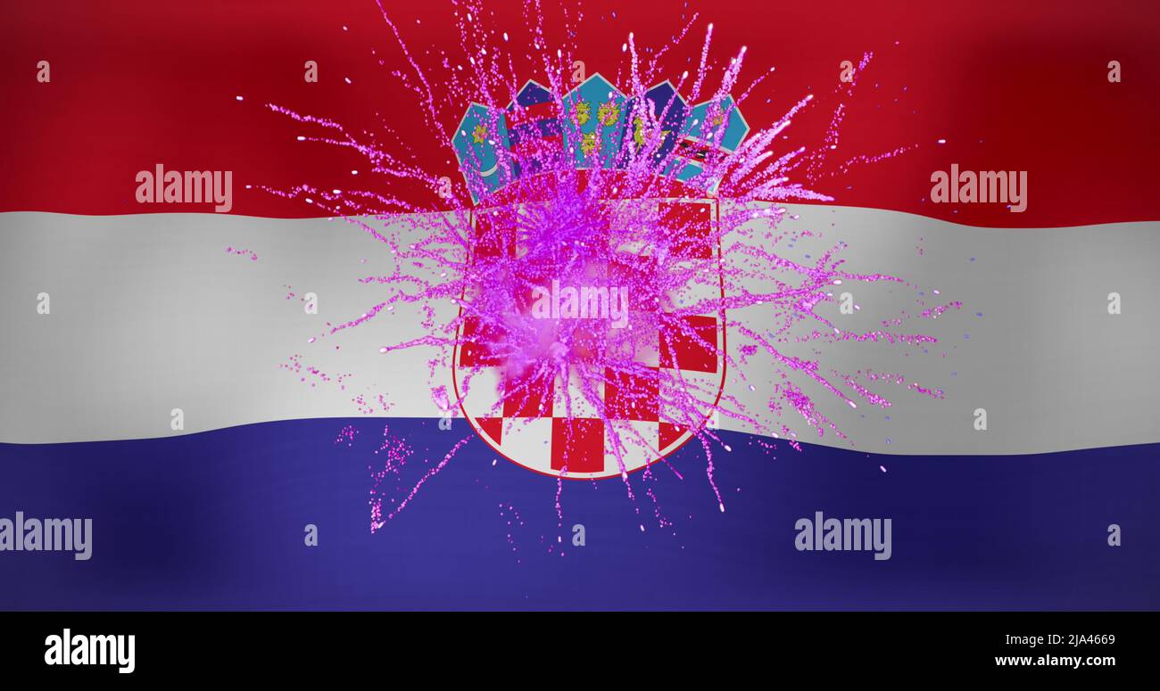 Image de feux d'artifice sur le drapeau de la croatie Banque D'Images