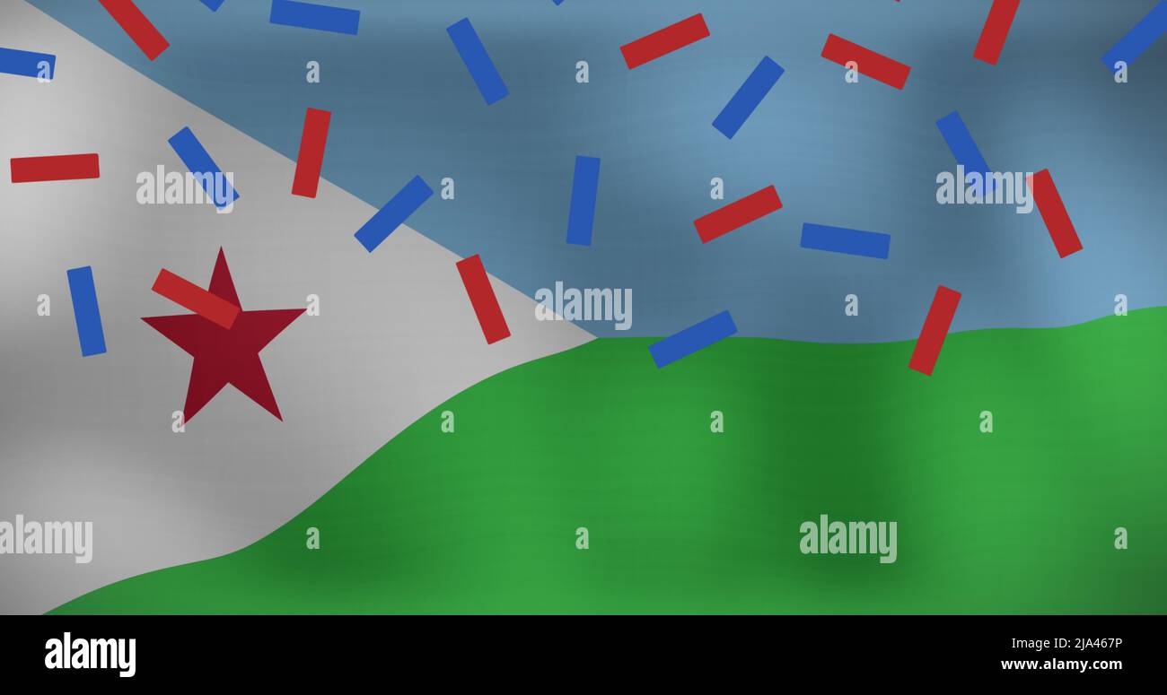Image de confetti sur le drapeau de djibouti Banque D'Images