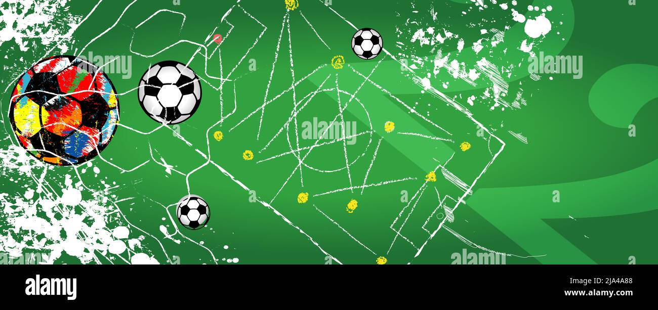 Grungy Soccer ou football illustration ou modèle, grand événement de football cette année espace de copie libre Banque D'Images