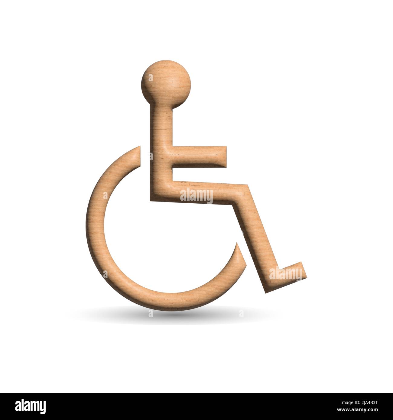 3D icône en bois représentant un fauteuil roulant sur fond blanc Banque D'Images