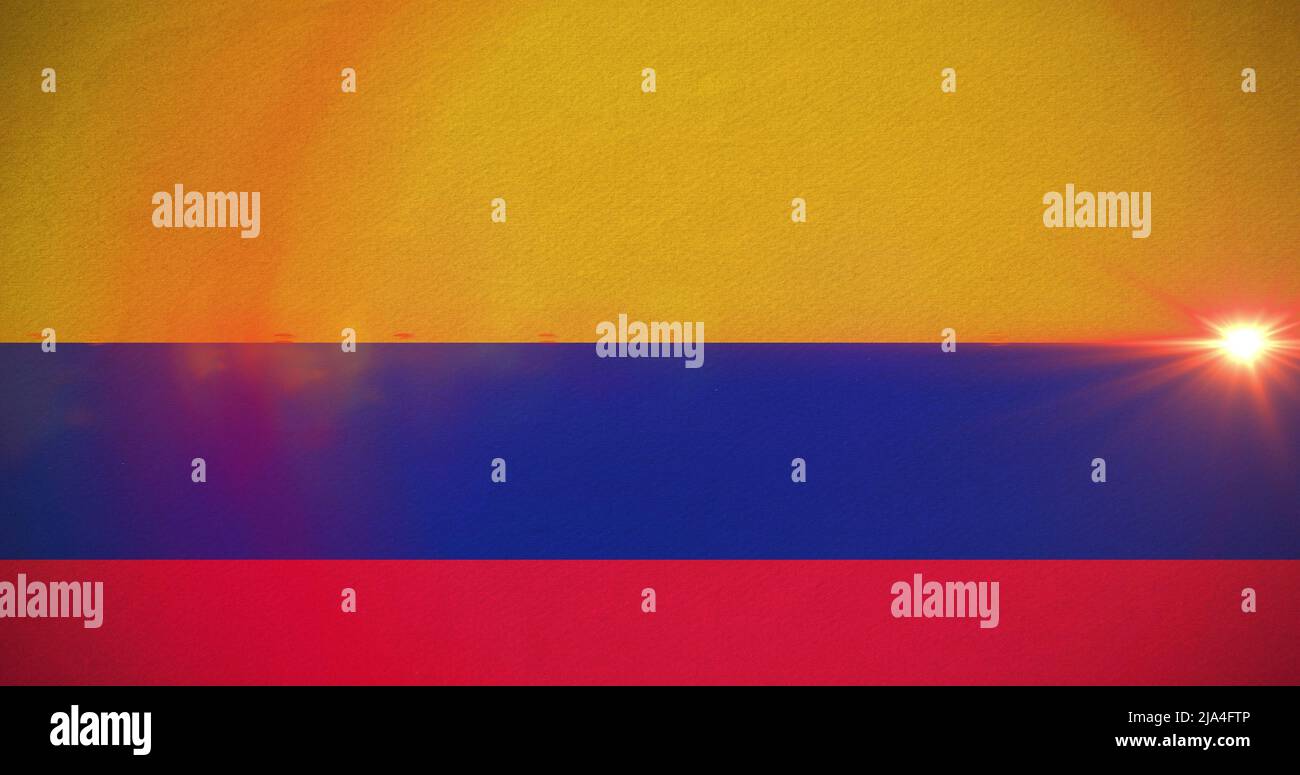 Image de taches de lumière sur le drapeau de la colombie Banque D'Images