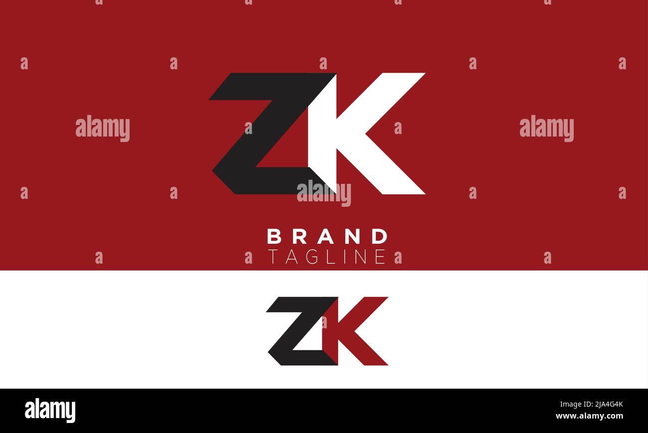 Lettres de l'alphabet initiales Monogram logo ZK, KZ, Z et K. Illustration de Vecteur