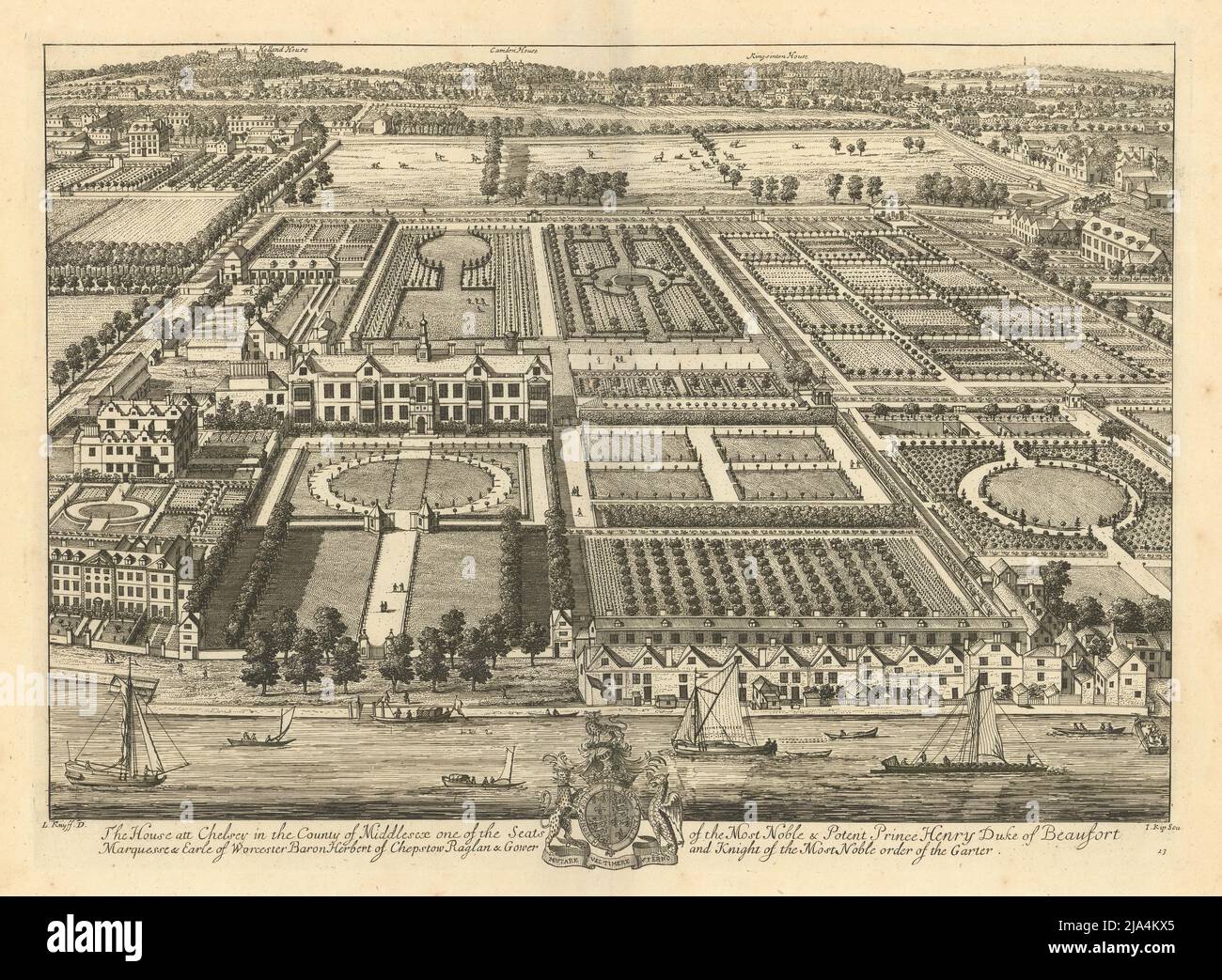 Beaufort House (maintenant rue), Chelsea. « La maison Chelsey ». KIP ET KNYFF 1709 Banque D'Images