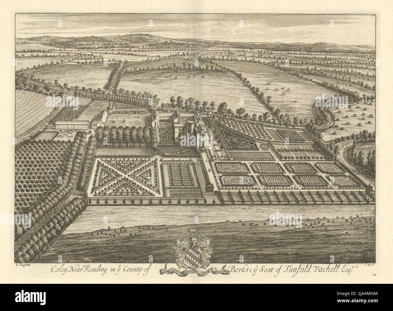 Coley Park, Reading. 'Coley, près de Reding dans le comté de YE de Berks'. KIP/Knyff 1709 Banque D'Images