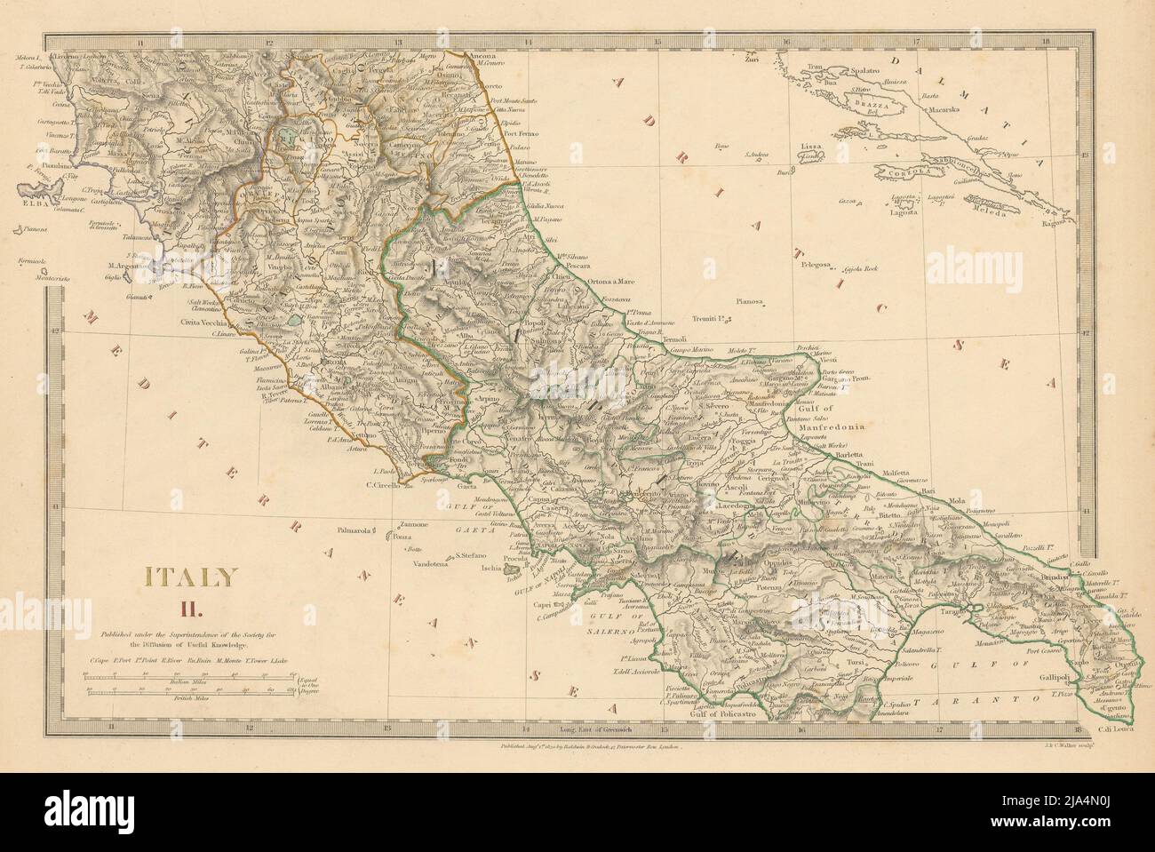 ITALIE SUD.Naples Stato Pontifico Toscana.Original Hand color.SDUK 1844 carte Banque D'Images