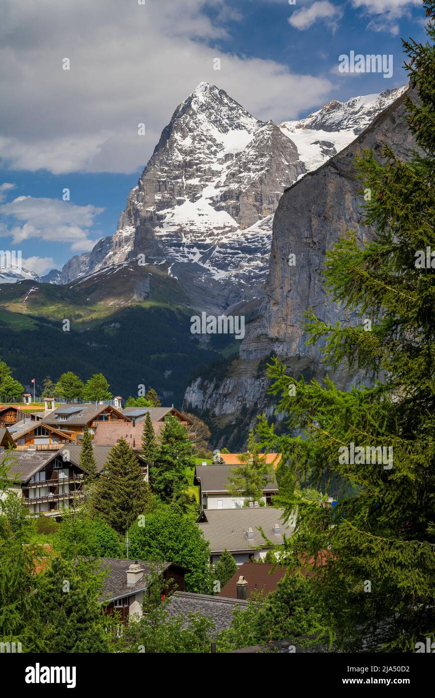 Mont Eiger vu de Murren, canton de Berne, Suisse Banque D'Images
