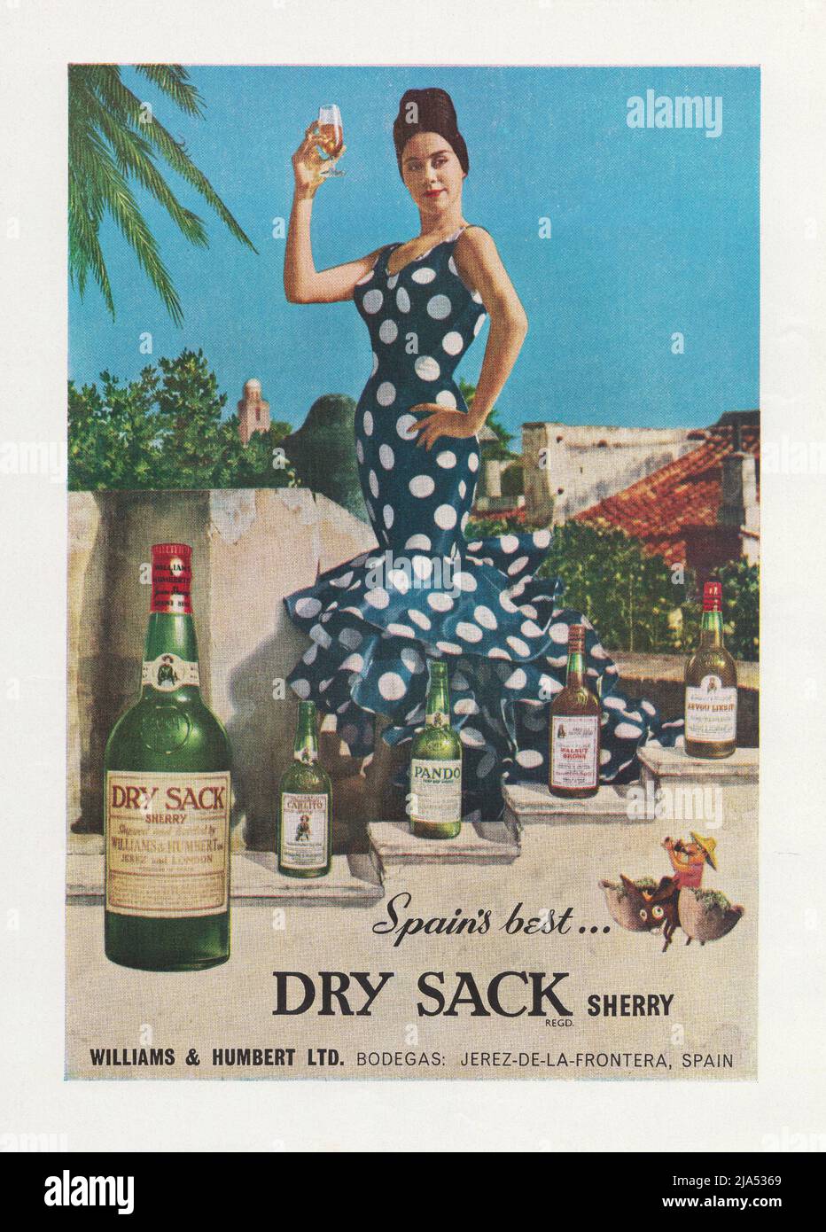 Dry Sack sherry le meilleur sherry d'Espagne publicité dans le magazine vintage Williams & Humbert Ltd 1970s 1980s Banque D'Images