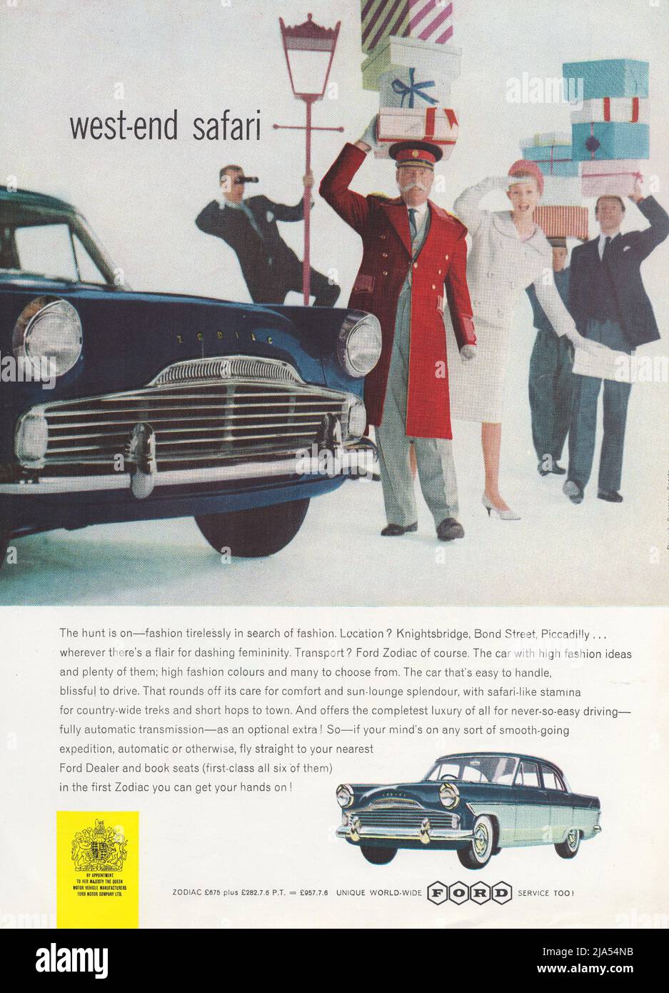 FORD Zodiac vintage magazine publicité papier publicité Ford de Grande-Bretagne Banque D'Images