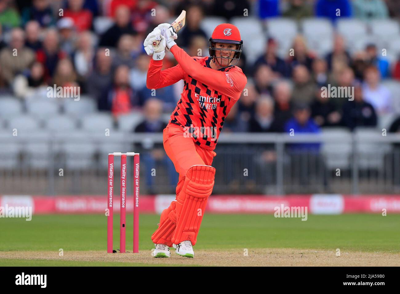 Manchester, Royaume-Uni. 27th mai 2022. Keaton Jennings batting pour Lancashire Lightning à Manchester, Royaume-Uni, le 5/27/2022. (Photo de Conor Molloy/News Images/Sipa USA) crédit: SIPA USA/Alay Live News Banque D'Images