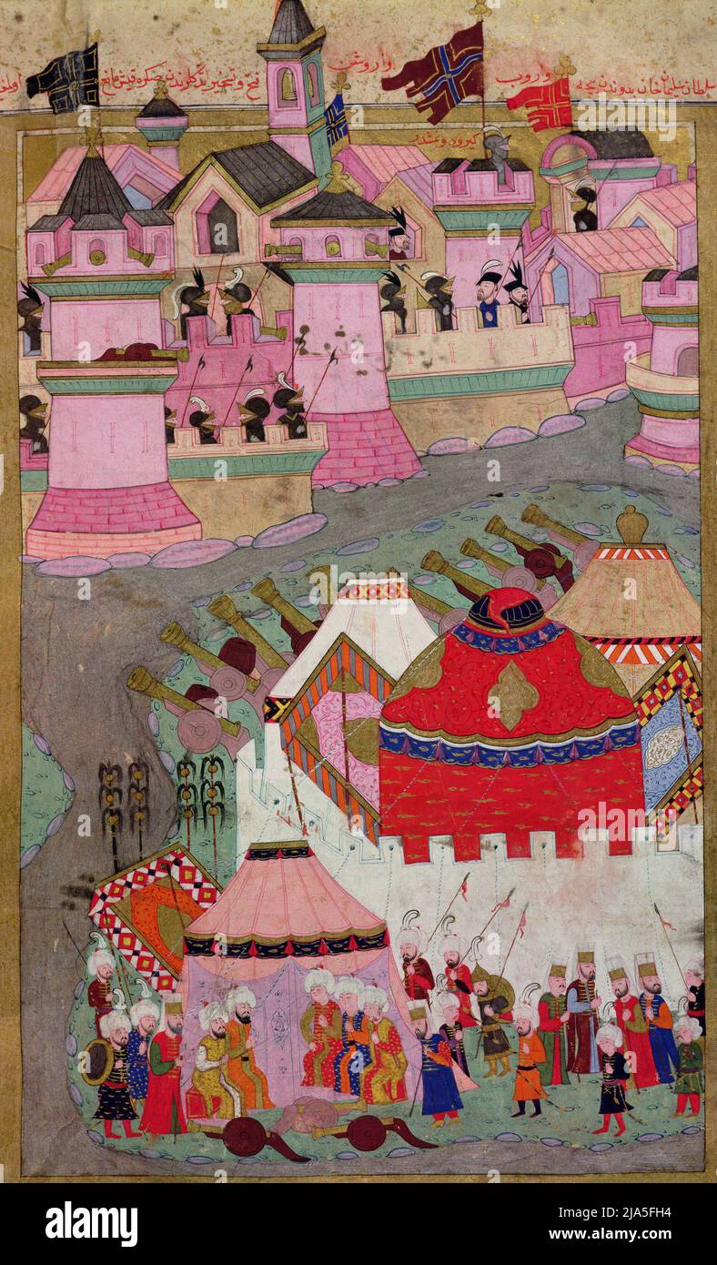 TSM H.1524 Siège de Vienne par Suleyman I (1494-1566) le magnifique, en 1529, du nom du Hunername de Lokman, 1588 (gouache sur papier) par l'école islamique, (16th siècle); Musée du palais de Topkapi, Istanbul, Turquie; Banque D'Images