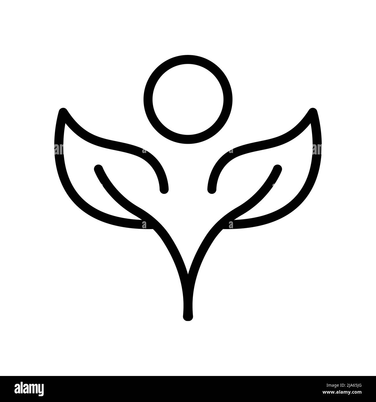 Vecteur d'icône personnes avec feuille. Écologie, vie saine, environnement sain. Style d'icône de ligne. Illustration de conception simple modifiable Illustration de Vecteur