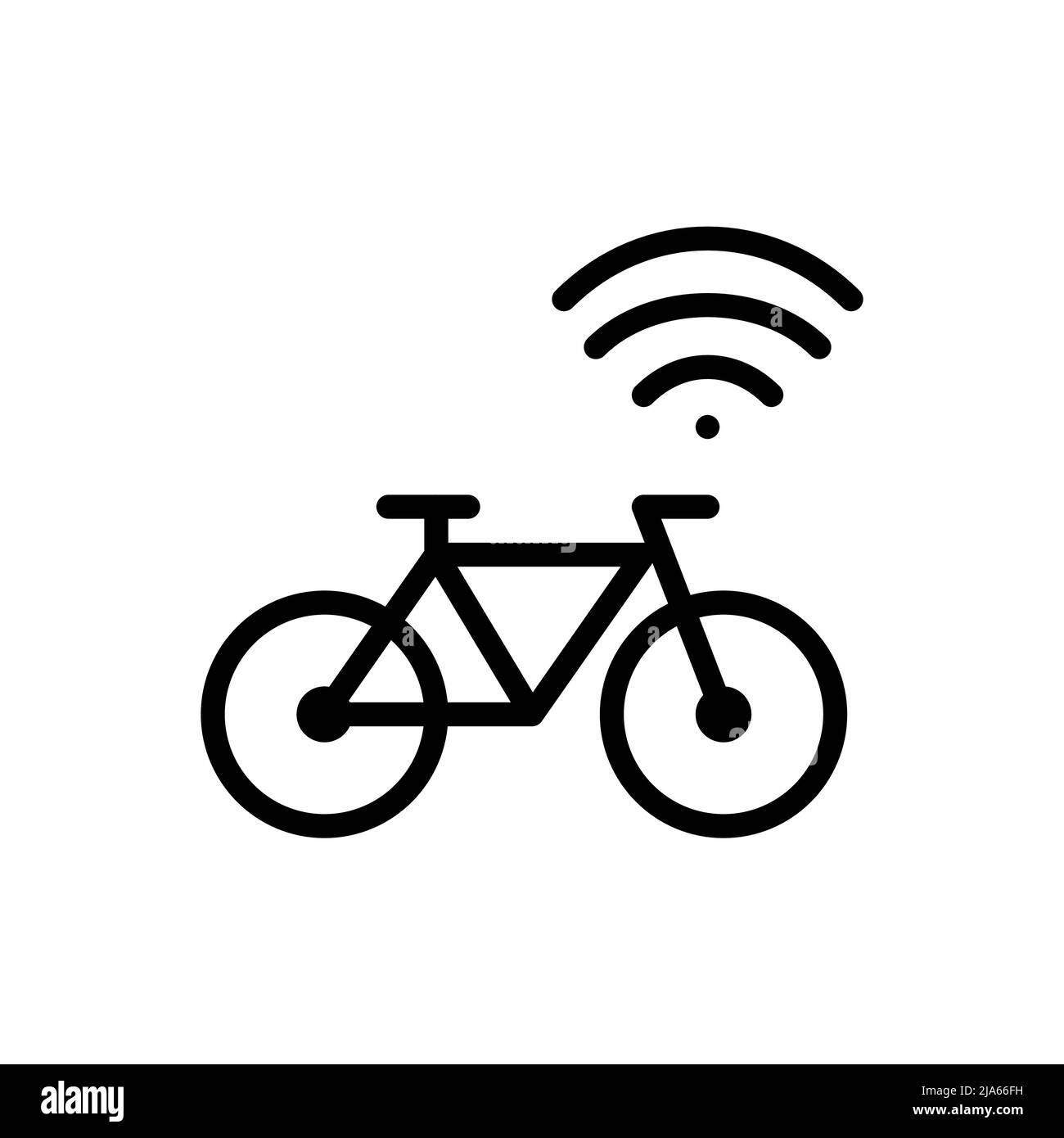 Transport urbain intelligent. Vélo avec accès sans fil. Icône de dessin au trait de trait, pixel Perfect, modifiable Illustration de Vecteur