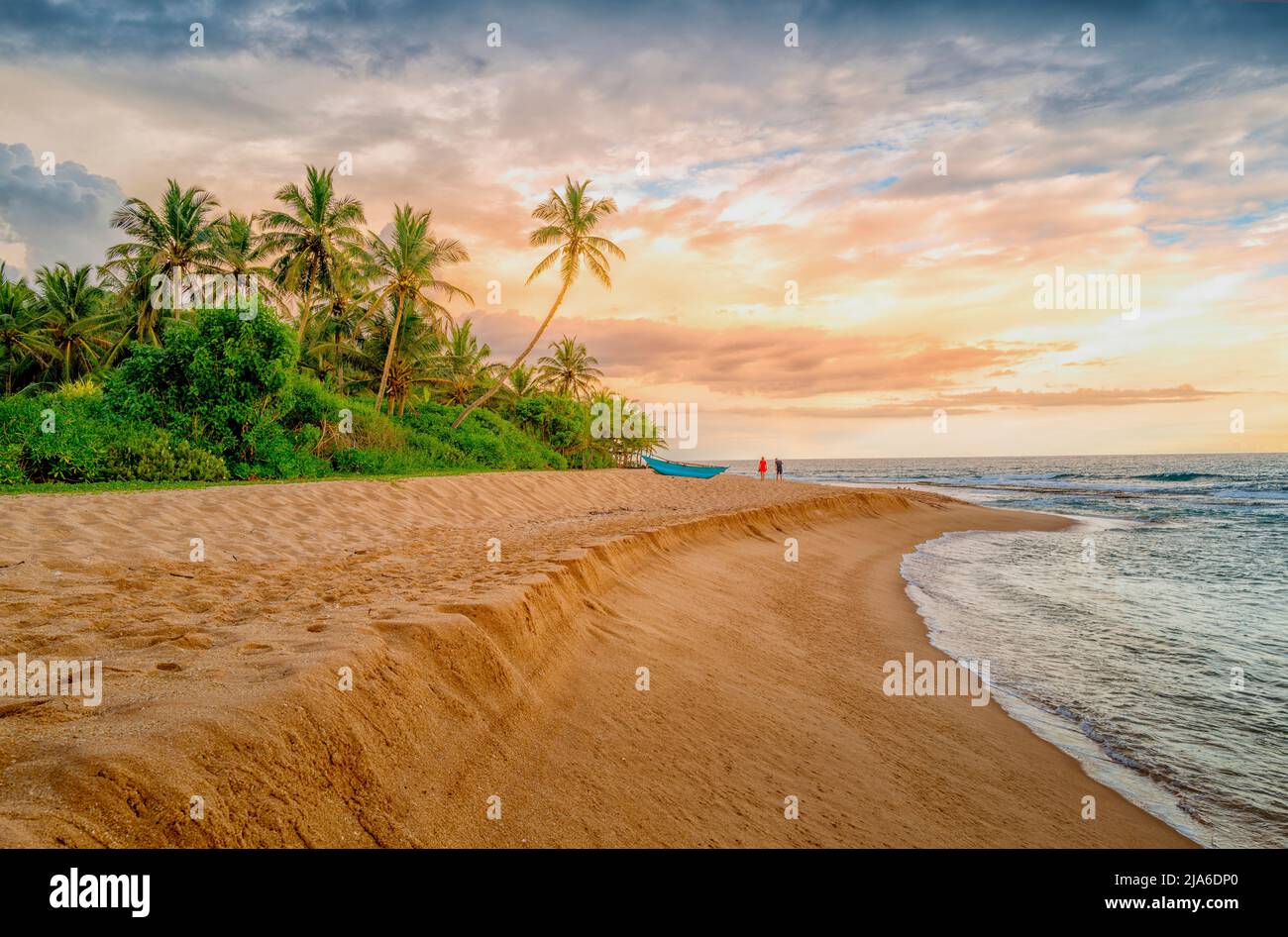 Coucher de soleil à Tangalle, Sri Lanka, Asie Banque D'Images