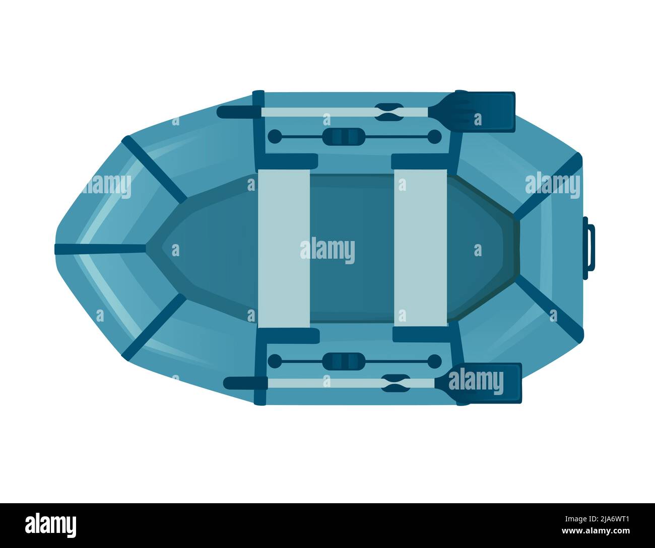 Bateau gonflable de couleur bleue avec illustration de vecteur paddle sur fond blanc Illustration de Vecteur