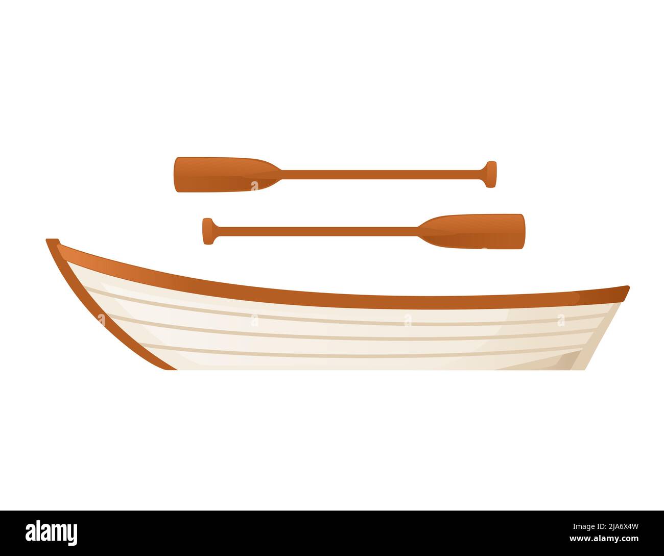 Bateau classique en bois avec illustration vectorielle paddle sur fond blanc Illustration de Vecteur