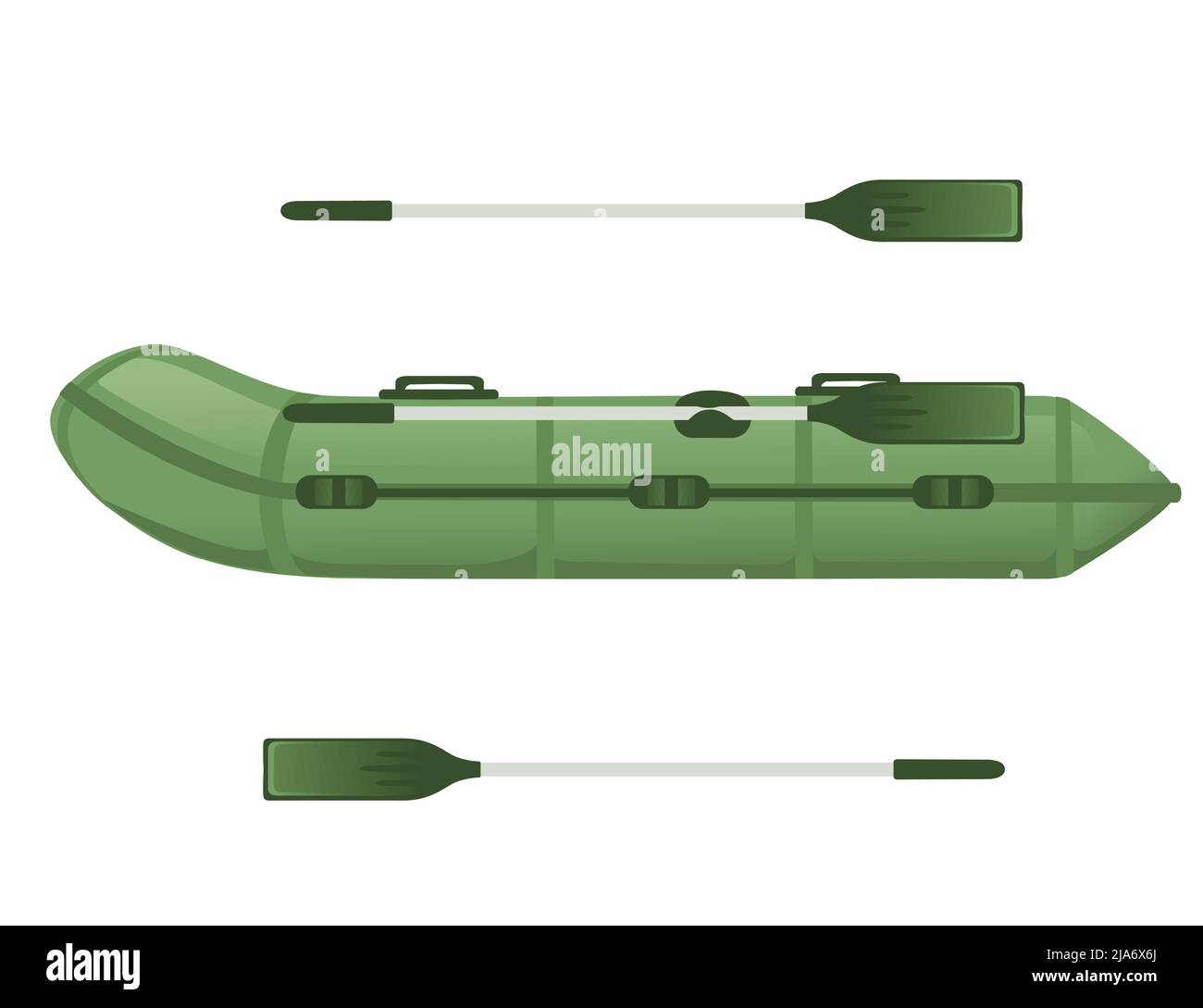 Bateau gonflable de couleur bleue avec illustration de vecteur paddle sur fond blanc Illustration de Vecteur