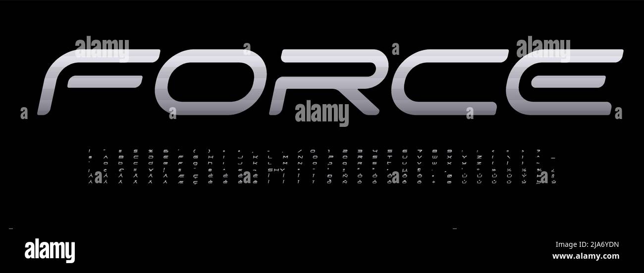 Police de force, grand alphabet latin pour le sport ou le futurisme titre, titre et logo. Conception de typographie vectorielle Illustration de Vecteur