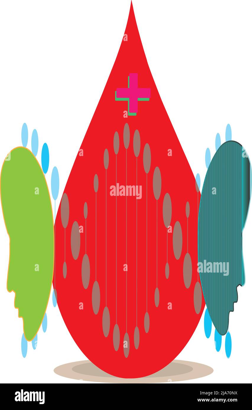 Sang avec l'ADN structurel pour la santé des personnes. Logo Health Vector. Qualité optimale. Illustration de Vecteur