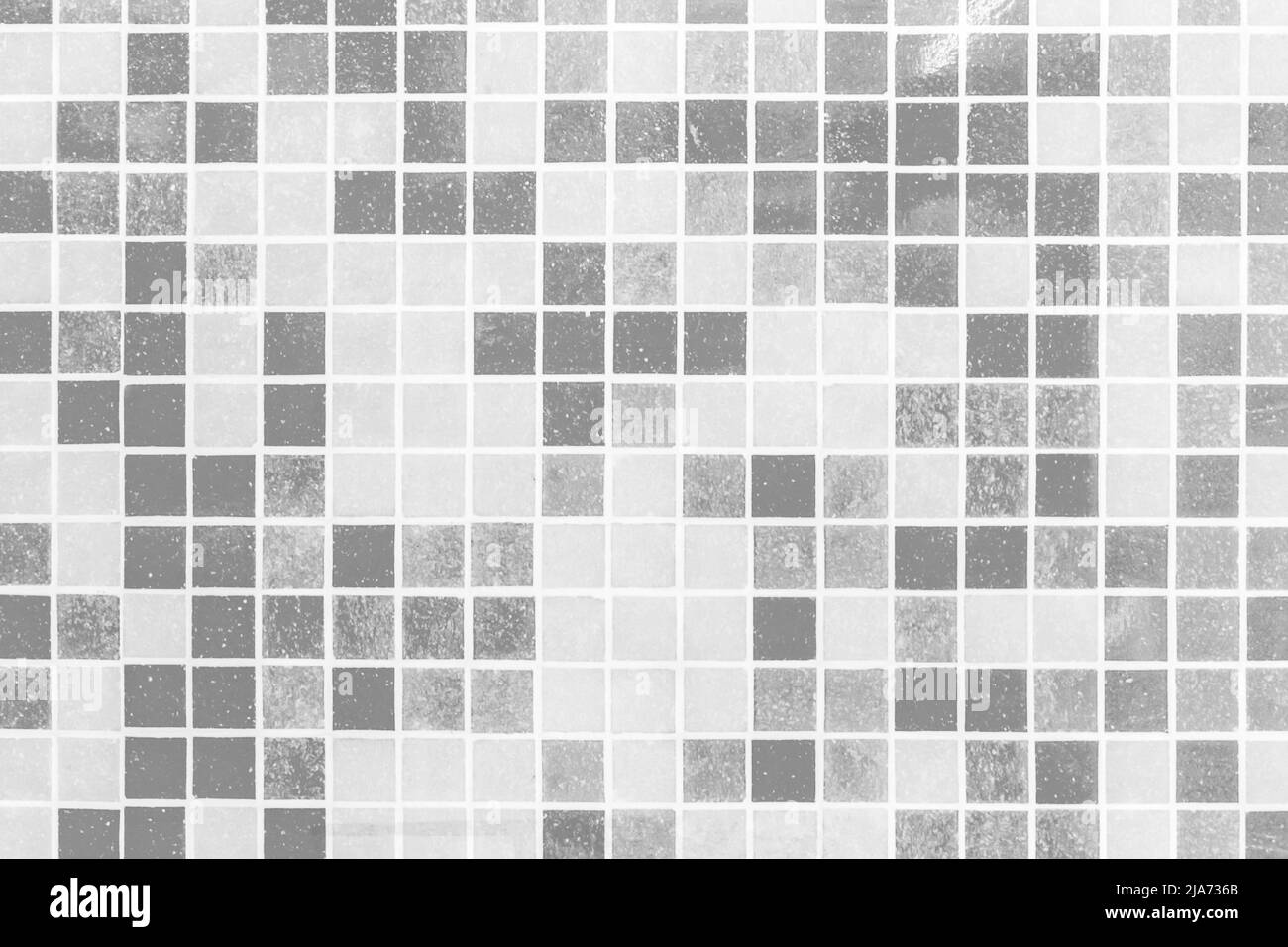 Carreaux de céramique gris et blanc Mosaïque motif abstrait carré Design bain ou piscine texture fond, Soft Focus. Banque D'Images