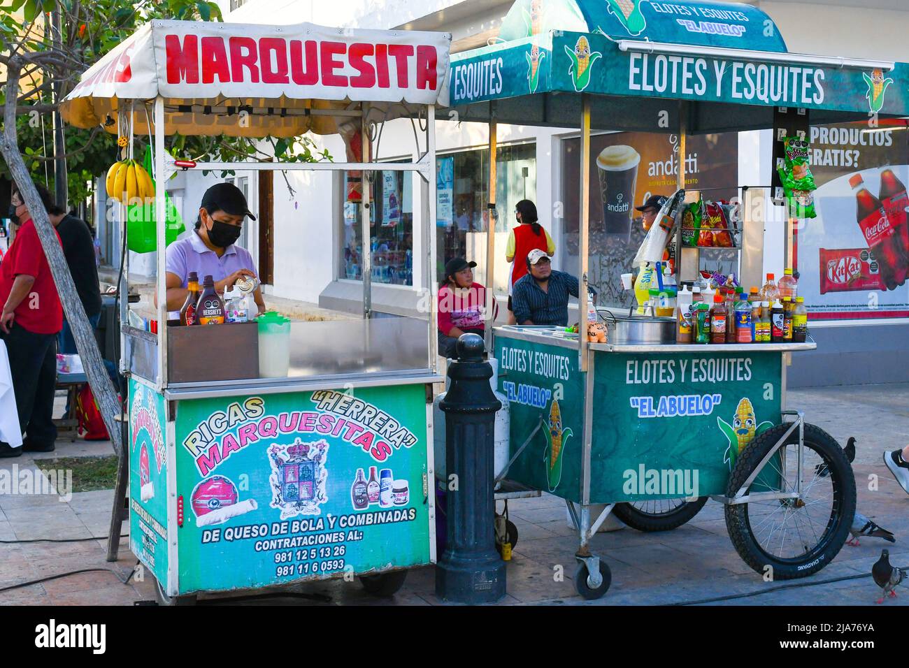 Stands de nourriture de rue, Campeche , Mexique Banque D'Images